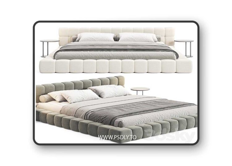 Aurora Technical Fabric Contemporary Bed Frame Queen Size