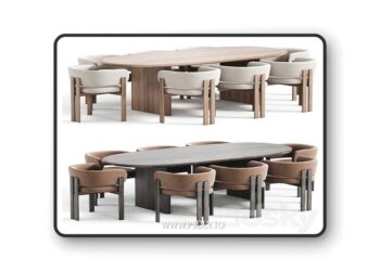 Bay Chair and Sakurai Dining Table 3D Model