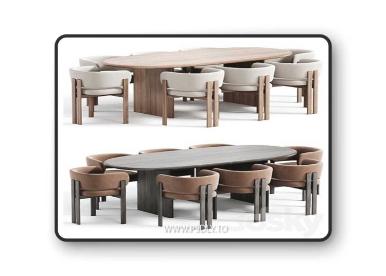 Bay Chair and Sakurai Dining Table 3D Model