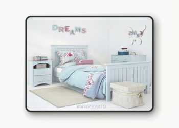 Bed Barney Blue 3D Model