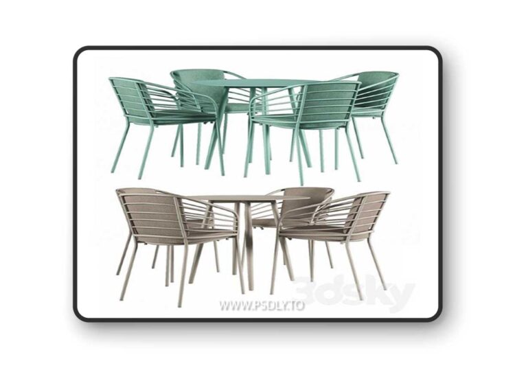 Cancún Outdoor Cafe Table and Chair 3D Model