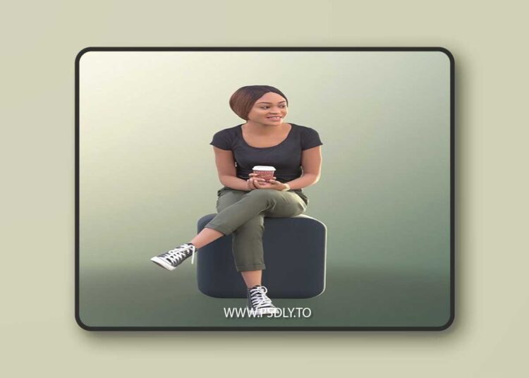 CgTrader - Iona 10625 - Casual Woman Sitting With Coffee Cup 3D Model