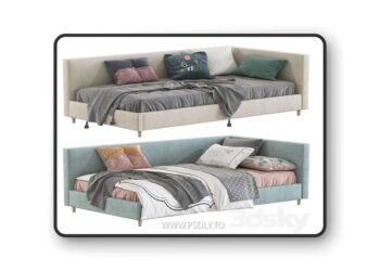 Corner Timo Upholstered Bed 3D Model