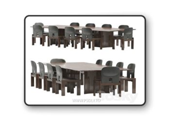 Crevasse Table & Tobia Scarpa Chair 3D Model