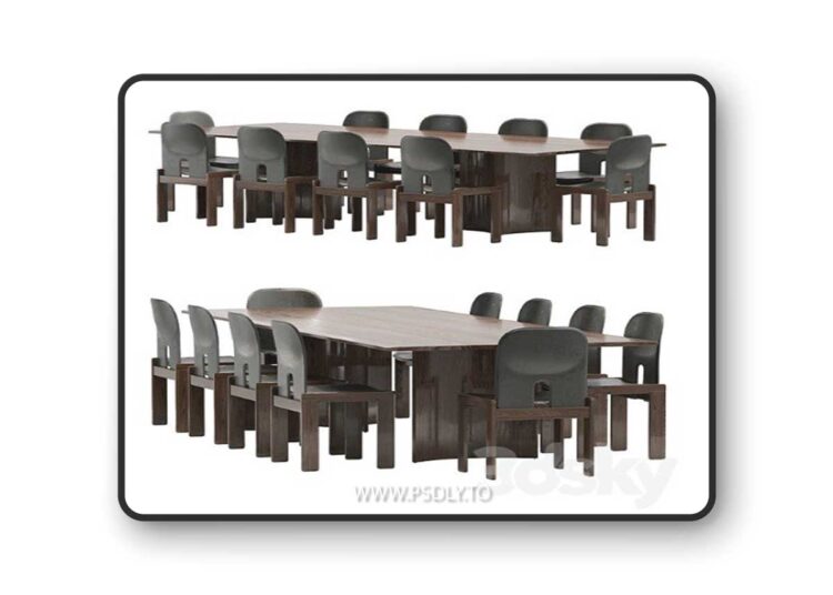 Crevasse Table & Tobia Scarpa Chair 3D Model