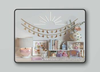 Girl pink decor set 3D Model