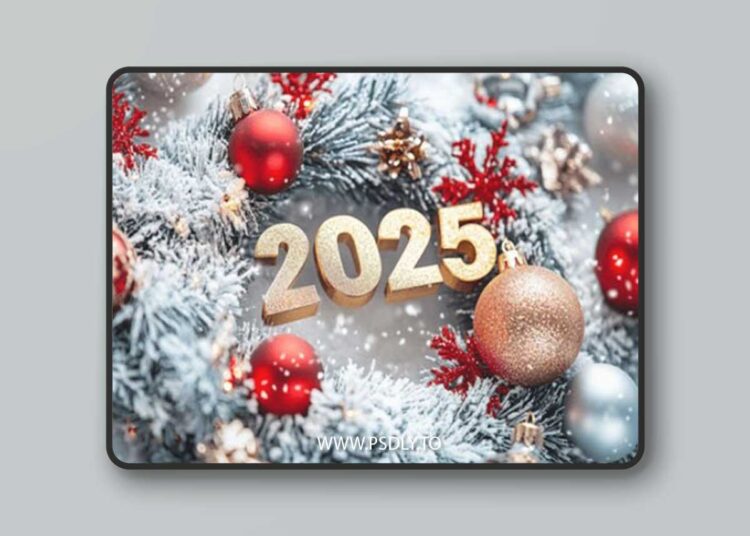 Happy New Year 2025 - Wreath Golden Backgrounds