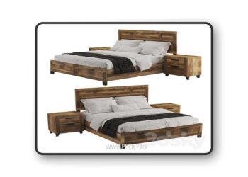 Morales Rustic Wood Bed 3D Model