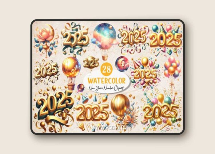 New Year Number 2025 Clipart Balloon PNGs