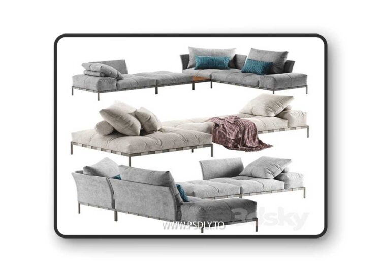 Saba Italia Pixel Light sofa set 4 3D Model