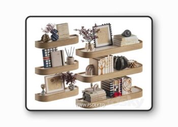 Shelves with Decorative Set 3D Model