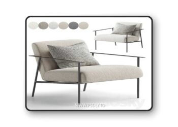 Tracy Fabric Lounge Chair Beige 3D Model