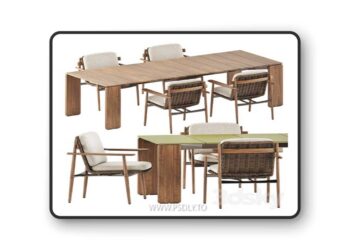 Trio Outdoor Dining chair and Drake Outdoor table by Minotti