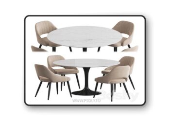 Tulip Table M City Fantine Dining Set 3D Model