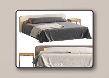 Zara Home Bed with Nightstand 3D Model