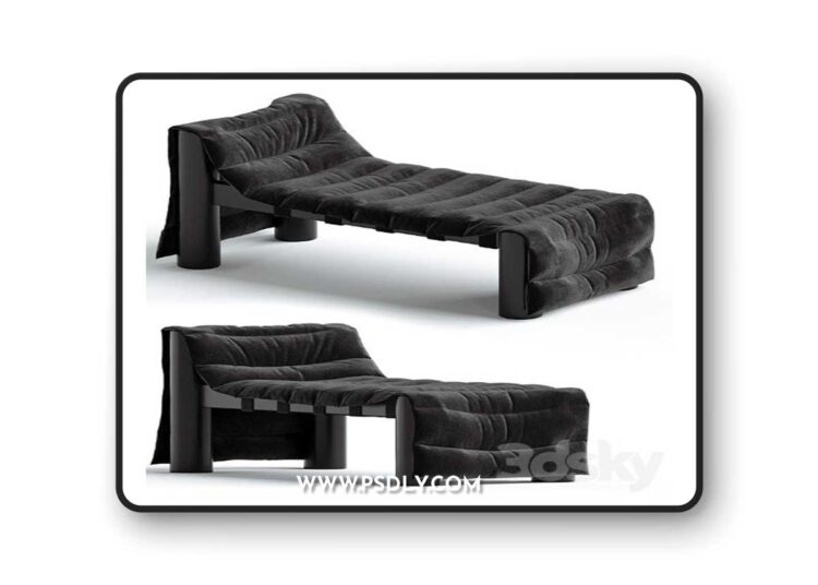 3dsky Pro - Black Bull Denim Daybed 3D Model