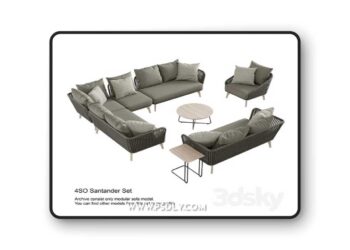 3dsky Pro - Outdoor garden wicker woven modular sofa 4so Santander