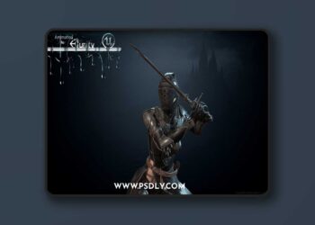 CgTrader - DarkLady woman holding sword Low-poly 3D Model