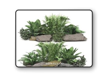 3dsky Pro - Stone + Bush Pack 14 3D Model