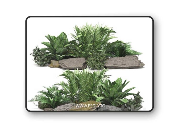 3dsky Pro - Stone + Bush Pack 14 3D Model