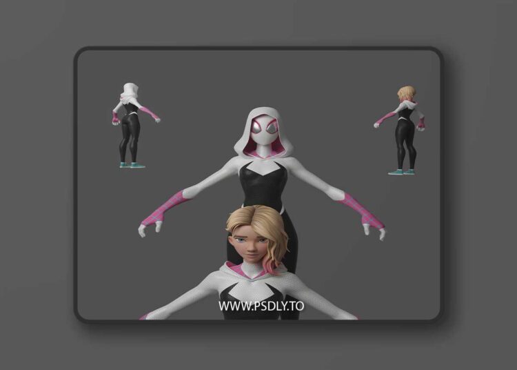 Artstation - Spider Gwen Stacy Spiderman Spiderverse Lowpoly RIgged