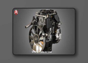 CgTrader - OM934 Medium Duty Engine - 4 Cylinder Diesel Engine 3D model