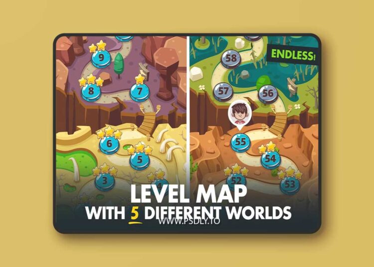 CM - Game Level Map with 5 Worlds 1512522