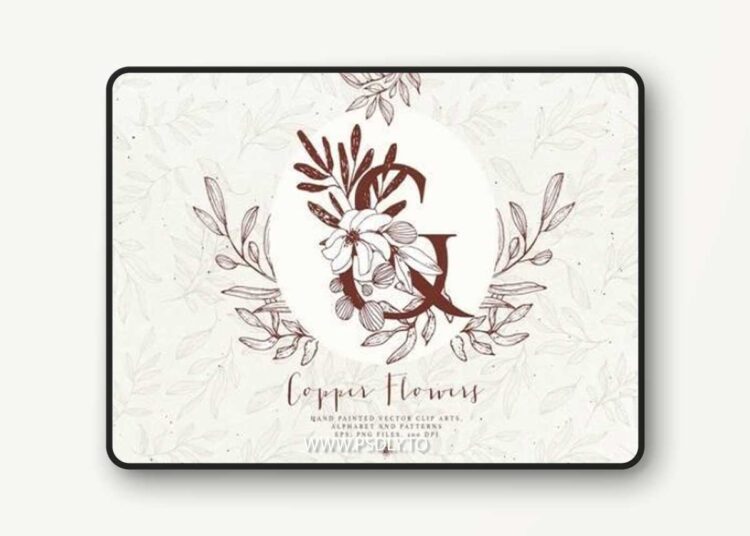 Copper Flowers and Alphabet 3686805