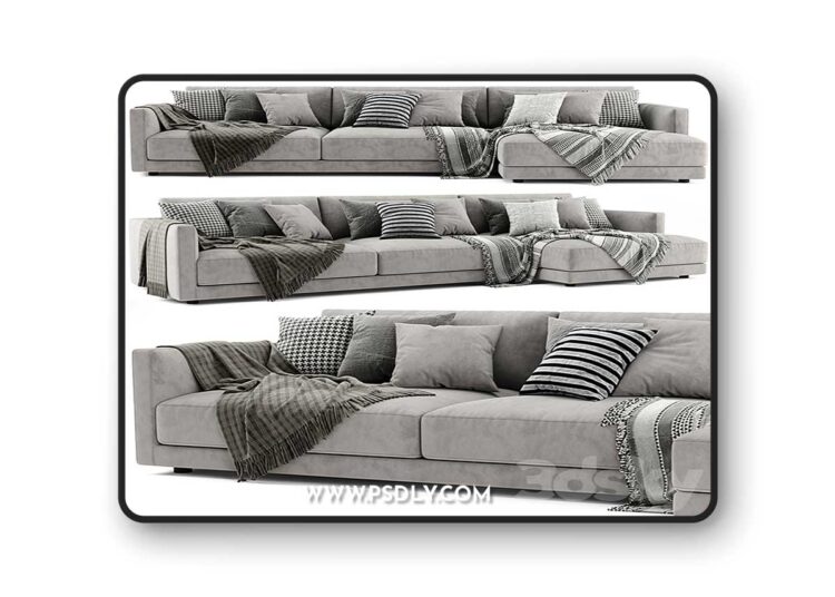 3dsky Pro - Poliform Bristol Chaise Longue Sofa 2