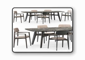 3dsky Pro - Poliform Curve dining table armchair set