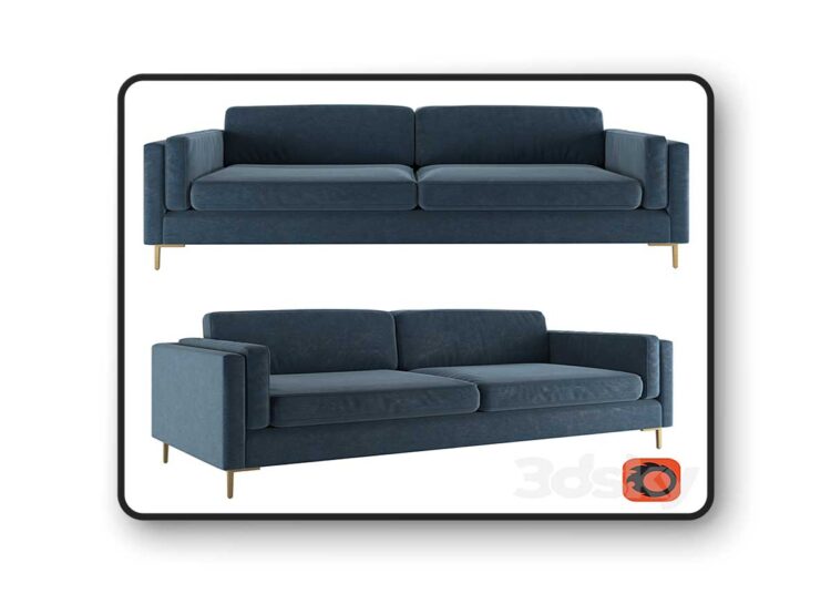 3dsky Pro - Rosalina 84 Blue Velvet Sofa 3D Model