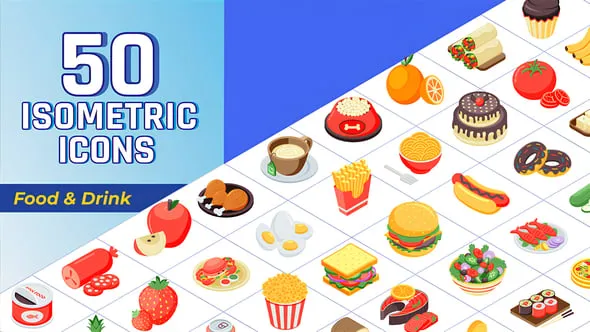 Videohive - Isometric Icons Food and Drinks - 57644362