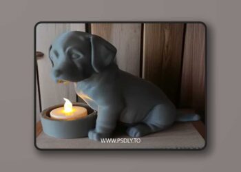 Decorative dog with candle light - 3D figurine