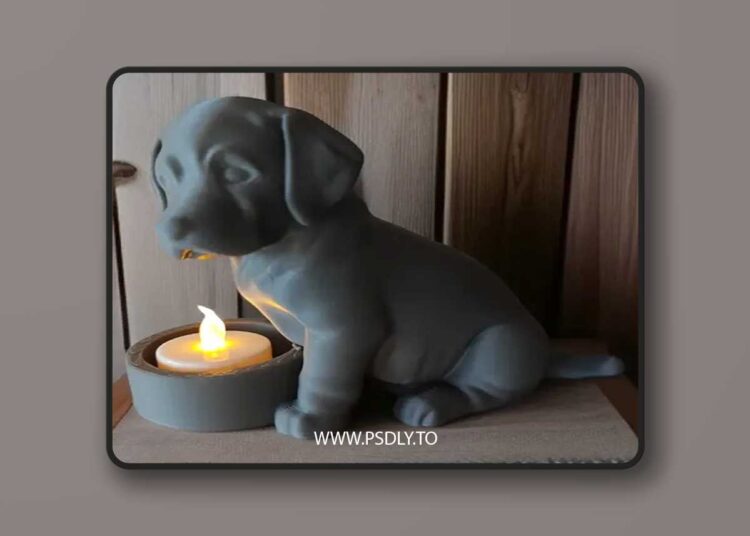 Decorative dog with candle light - 3D figurine