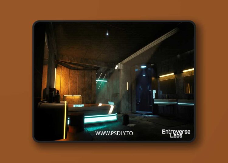 Cyberpunk Bathroom Environment ( Modular , Interior , Brutalist, Cyberpunk )