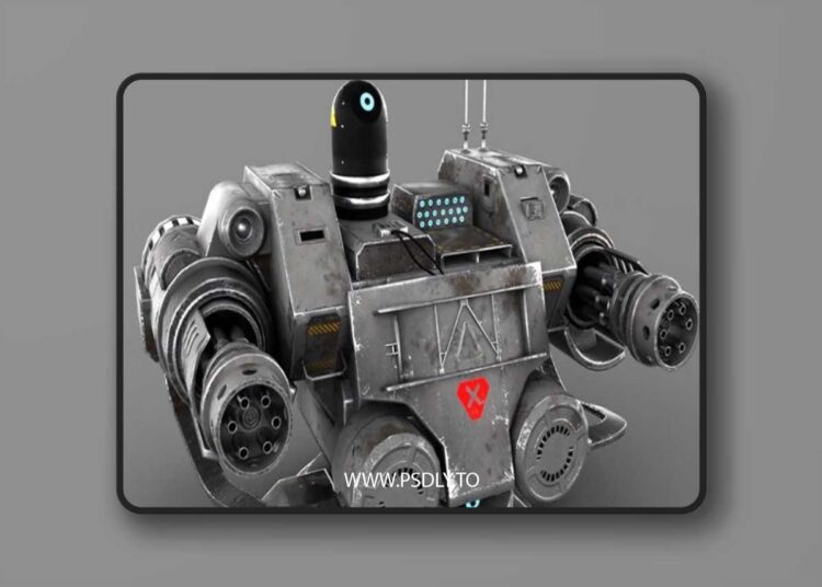 Sci-fi Turret Machinegun Low-poly 3D model
