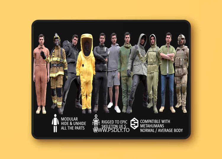 Clothing Collection - Male MH & UE5 Skeletons - Rigged (5.3 – 5.6)