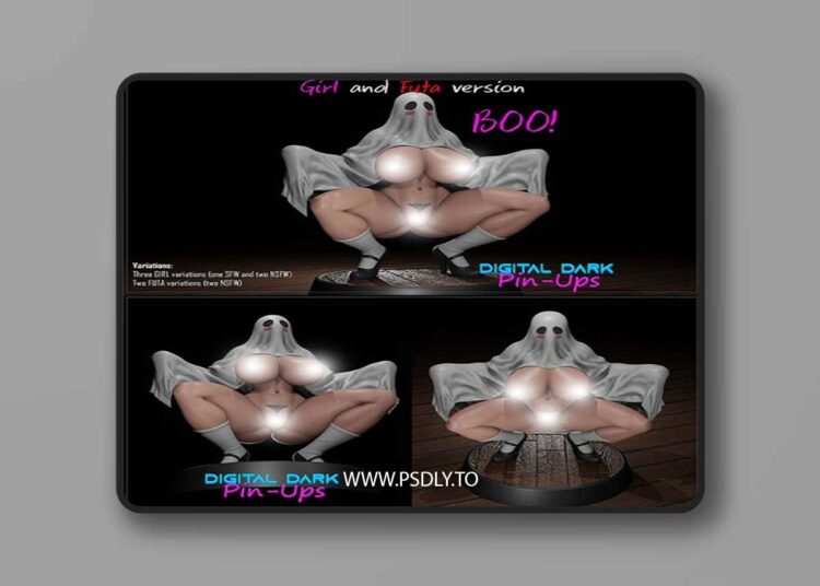 Digital Dark Pin-Ups – Boo Ghost Girl – 3D Print