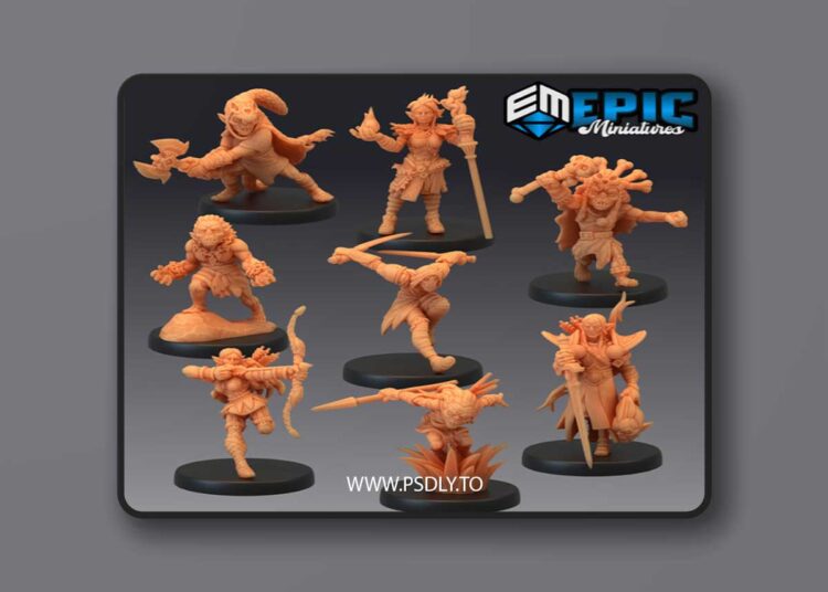 Epic Miniatures – Elves and Goblins Set – Forest Encounter Collection – 3D Print Model