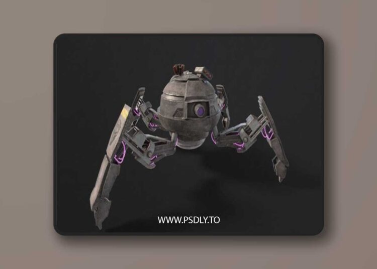 Quadrupedal Drone Low-poly 3D model