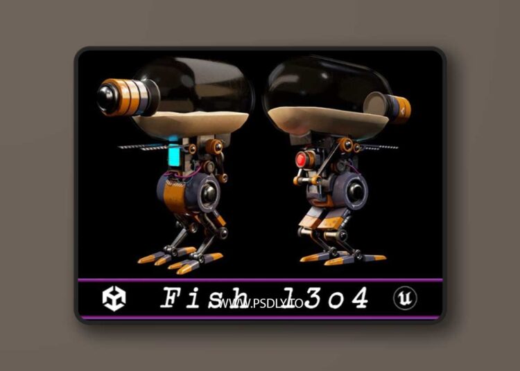 Sci-Fi Fish Robot 13o4 Low-poly 3D Model