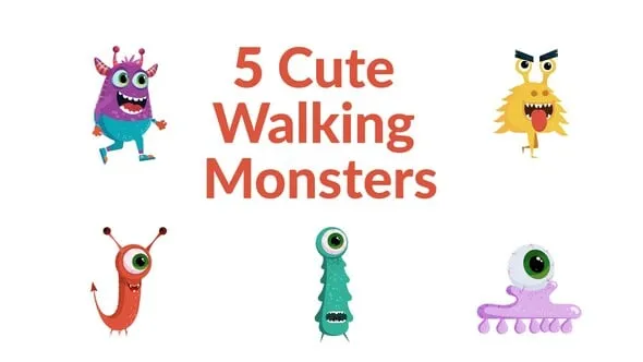 Videohive - 5 Cute Walking Monsters - 59234935
