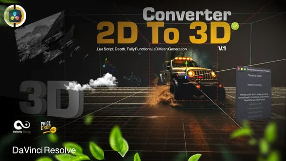Videohive - Convert 2D to 3D Image | One Click DaVinci Resolve - 57861505