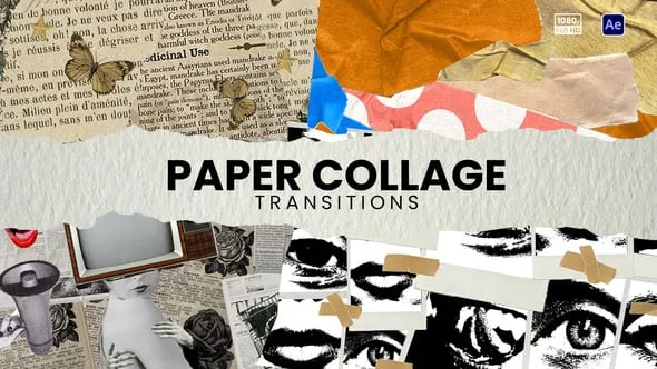 Videohive - Paper Collage Transitions - 59371096