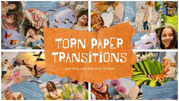 Videohive - Torn Paper Scrapbook Transitions - 59389762