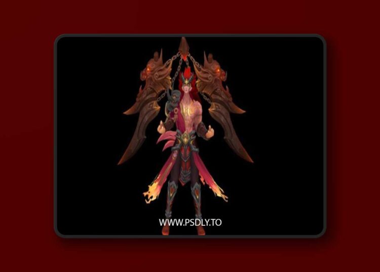 Berserker Flame Warrior Low-poly 3D Model