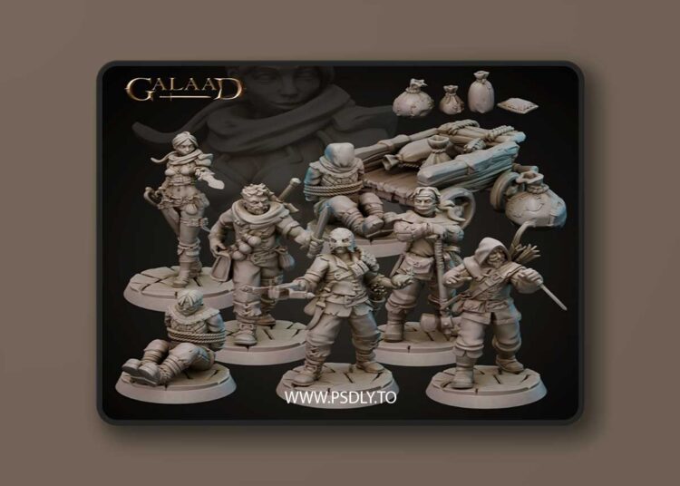 Galaad Miniatures – Bandits Crew and Prisoners – 3D Print Model