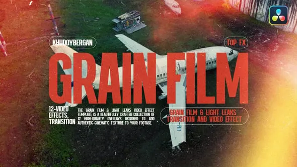 Grain Film & Light Leaks Transition And Video Effect For DaVinci Resolve