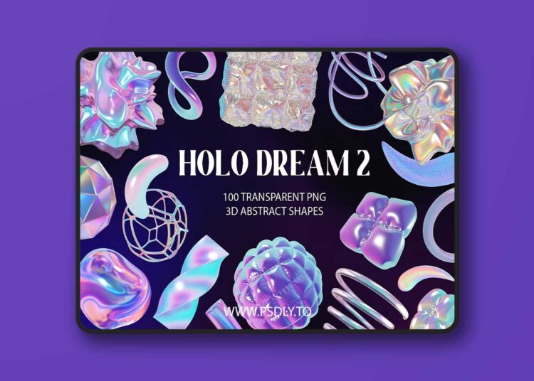 Holo Iridescence 3D Shapes graphics