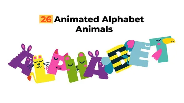 Videohive - 26 Animated Alphabet Animals - 59453451